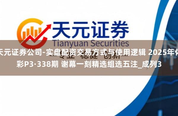 天元证券公司-实盘配资交易方式与使用逻辑 2025年体彩P3·338期 谢幕一刻精选组选五注_成列3